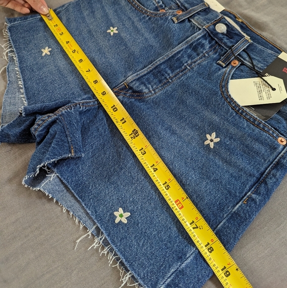 Levi's Ribcage Embroidered Cutoff Jean Shorts - Picture 8 of 11